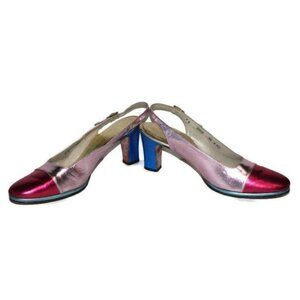 Vintage 1950s Frank‎ More D'Antonio Custom Elegance Metallic Colorblock Heels 8N